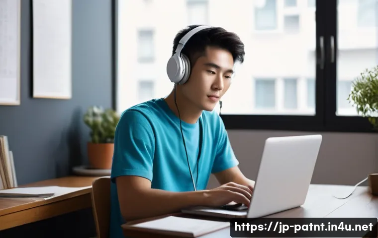 변리사 시험 준비 동기 부여 영상 - **Prompt 1: Focused Study with a Glimmer of Hope**
    "A young Japanese male student, mid-20s, sits...