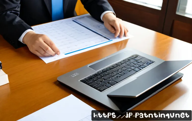 변리사 시험 실무 사례 - Photorealistic Japanese patent attorney exam candidate at a neat wooden desk, carefully comparing tw...